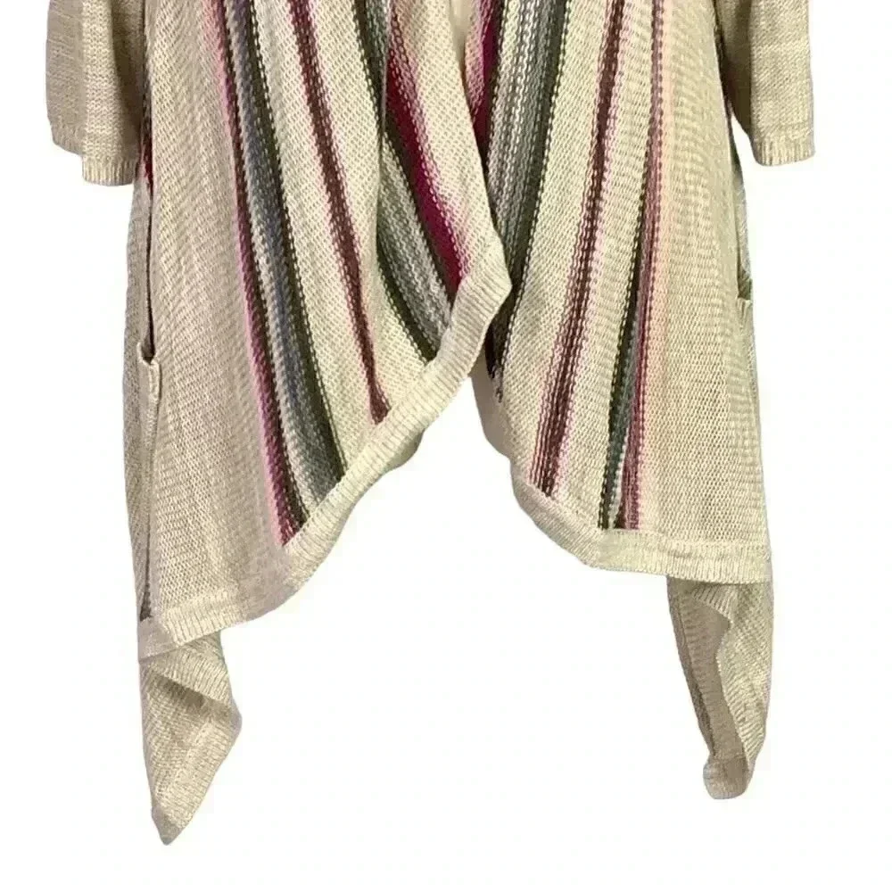 Torrid Women 0X Waterfall Striped Sweater Beige Cotton Rayon 3/4 Sleeve Boho - Picture 5 of 10